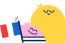Illustrazione delle mascotte con la bandiera francese