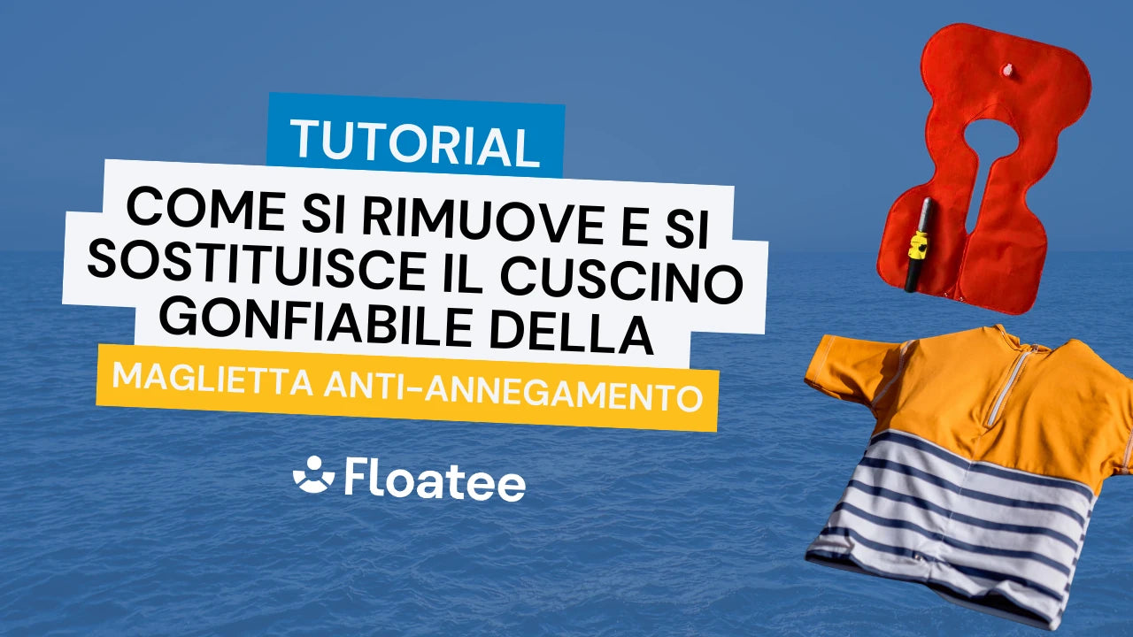 Carica il video: Tutoriel sortir et remettre le poumon gonflable de Floatee tee-shirt anti-noyade