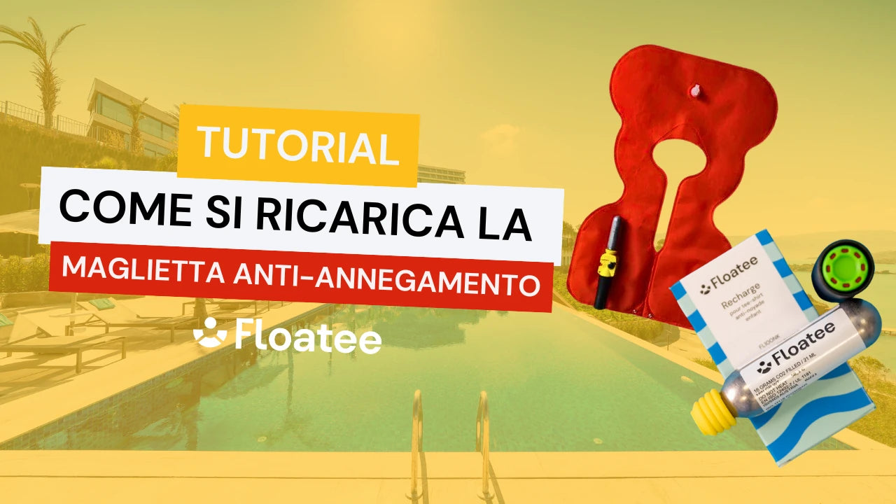 Carica il video: Floatee Tutoriel dégonflage et recharge du tee-shirt anti-noyade après déclenchement